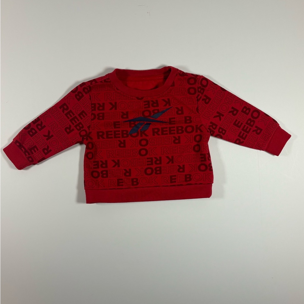 Reebok Baby Sweatshirt 3-6 Months Red Logo Long Sleeve Pullover Unisex Boy/Girl